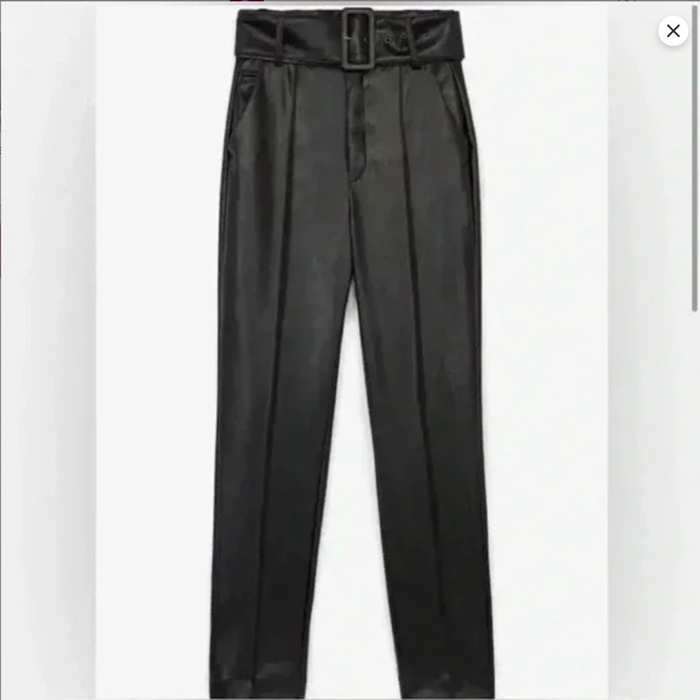 The Kooples Black High-Waist Belted Faux-Leather Pants - Picture 2 of 5